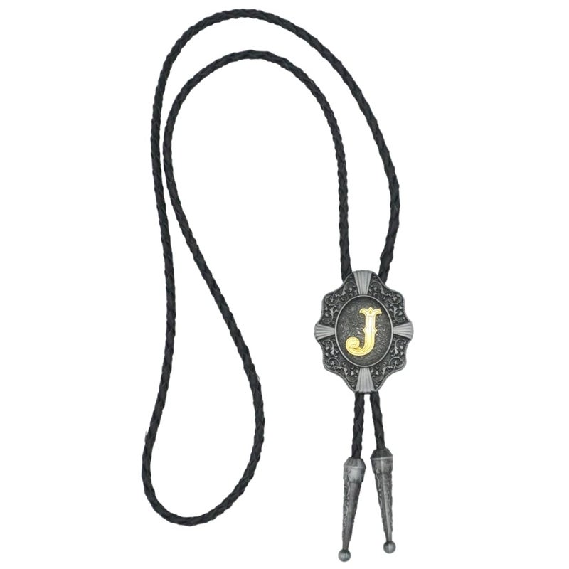 KECOL Mens Initial Letter Bolo Tie Western Cowboy Aalphabet A to Z Necktie for Men Women - Image 3